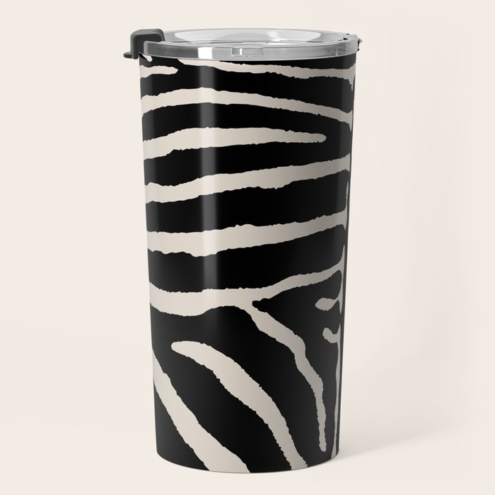 Zebra Wild Animal Print 237 Black and Linen White Travel Mug Gallery Image 3