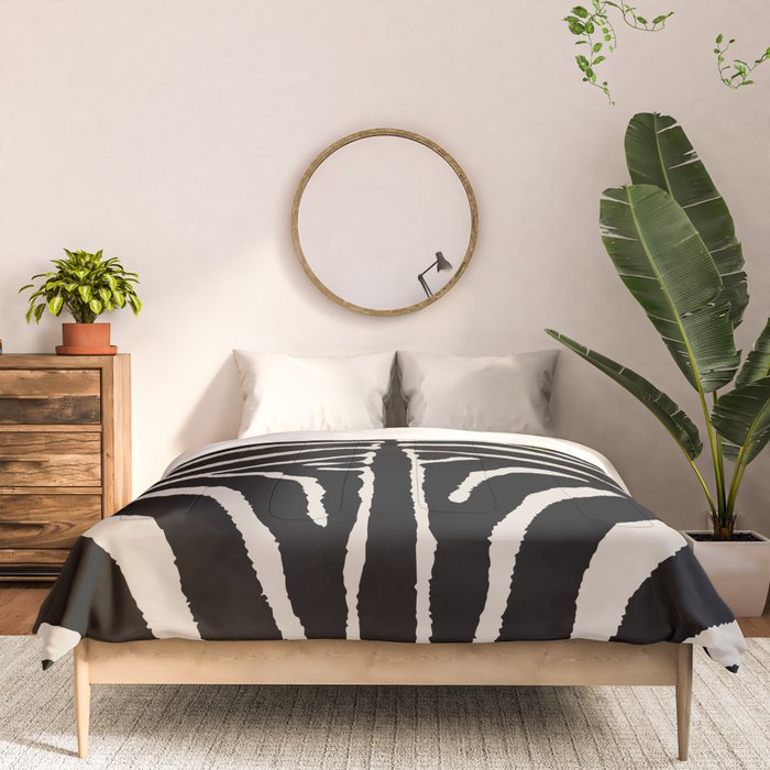 Zebra Wild Animal Print 237 Black and Linen White Comforter Gallery Image 3