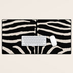 Zebra Wild Animal Print 237 Black and Linen White Desk Mat Gallery Image 1