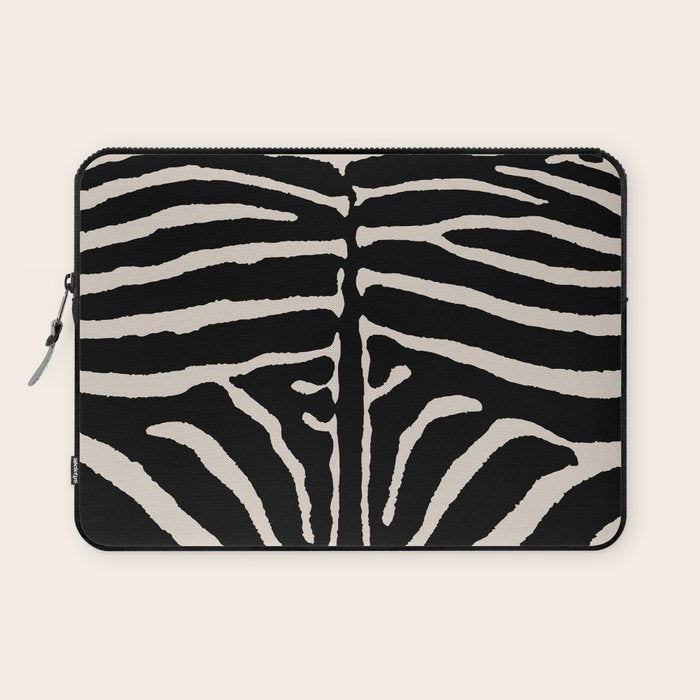Zebra Wild Animal Print 237 Black and Linen White Laptop Sleeve Gallery Image 1