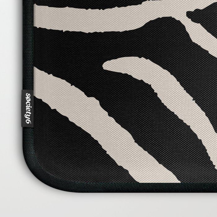 Zebra Wild Animal Print 237 Black and Linen White Laptop Sleeve Gallery Image 3