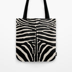 Zebra Wild Animal Print 237 Black and Linen White Tote Bag Gallery Image 1