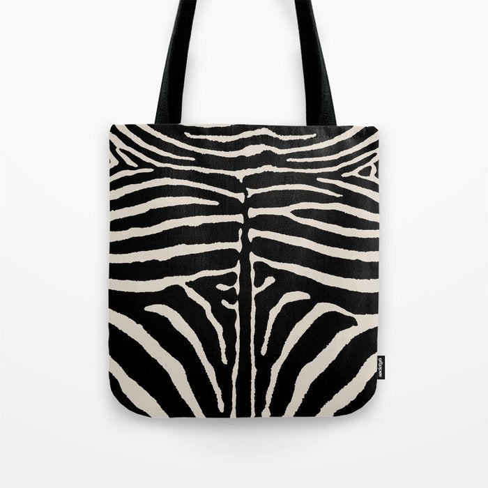 Zebra Wild Animal Print 237 Black and Linen White Tote Bag Gallery Image 1