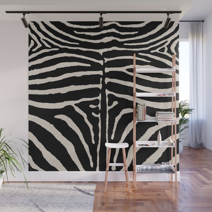 Zebra Wild Animal Print 237 Black and Linen White Wall Mural Gallery Image 1