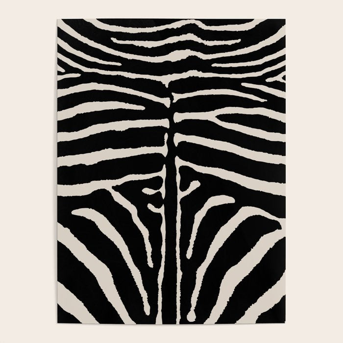 Zebra Wild Animal Print 237 Black and Linen White Poster Gallery Image 1