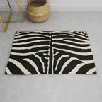 Zebra Wild Animal Print 237 Black and Linen White Rug Gallery Image 1