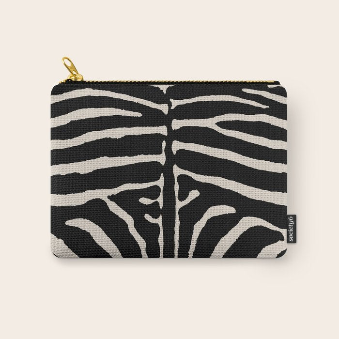 Zebra Wild Animal Print 237 Black and Linen White Carry All Pouch Gallery Image 1
