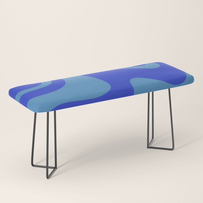 Cobalt Blue Retro Liquid Swirl Contemporary Abstract Pattern 2 Bench Gallery Image 1
