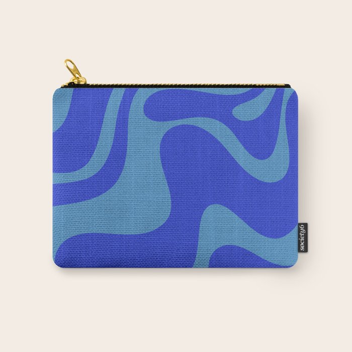 Cobalt Blue Retro Liquid Swirl Contemporary Abstract Pattern 2 Carry All Pouch Gallery Image 1