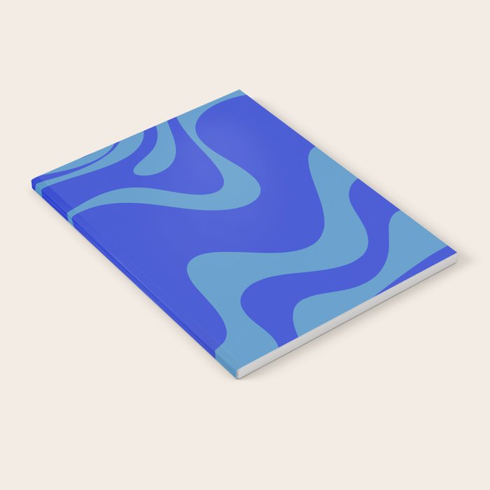 Cobalt Blue Retro Liquid Swirl Contemporary Abstract Pattern 2 Notebook Gallery Image 1