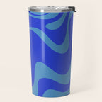 Cobalt Blue Retro Liquid Swirl Contemporary Abstract Pattern 2 Travel Mug Gallery Image 2