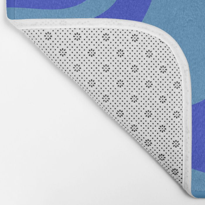 Cobalt Blue Retro Liquid Swirl Contemporary Abstract Pattern 2 Bath Mat Gallery Image 2