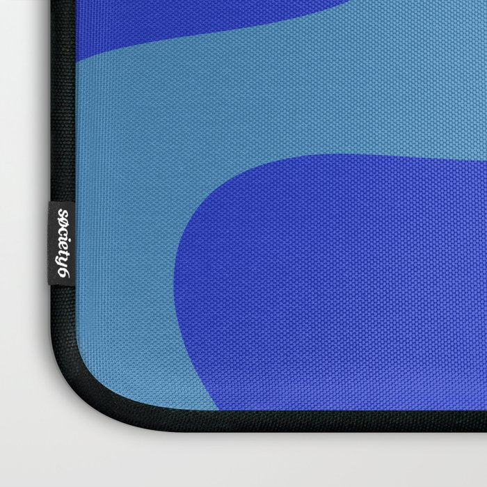 Cobalt Blue Retro Liquid Swirl Contemporary Abstract Pattern 2 Laptop Sleeve Gallery Image 3
