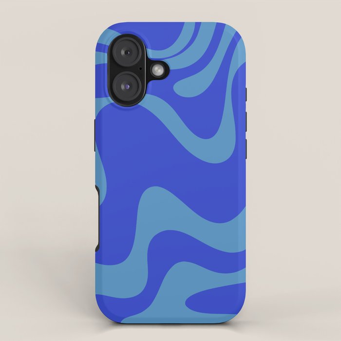 Cobalt Blue Retro Liquid Swirl Contemporary Abstract Pattern 2 iPhone Case Gallery Image 1