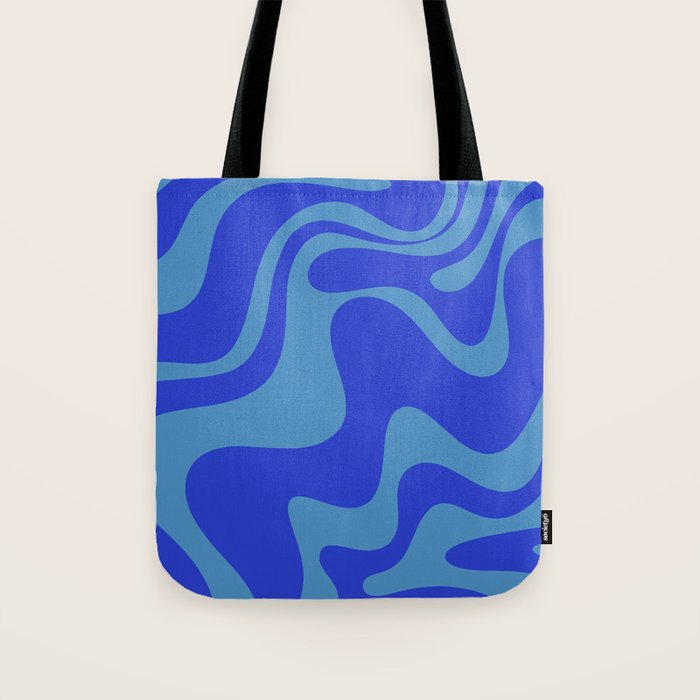 Cobalt Blue Retro Liquid Swirl Contemporary Abstract Pattern 2 Tote Bag Gallery Image 1