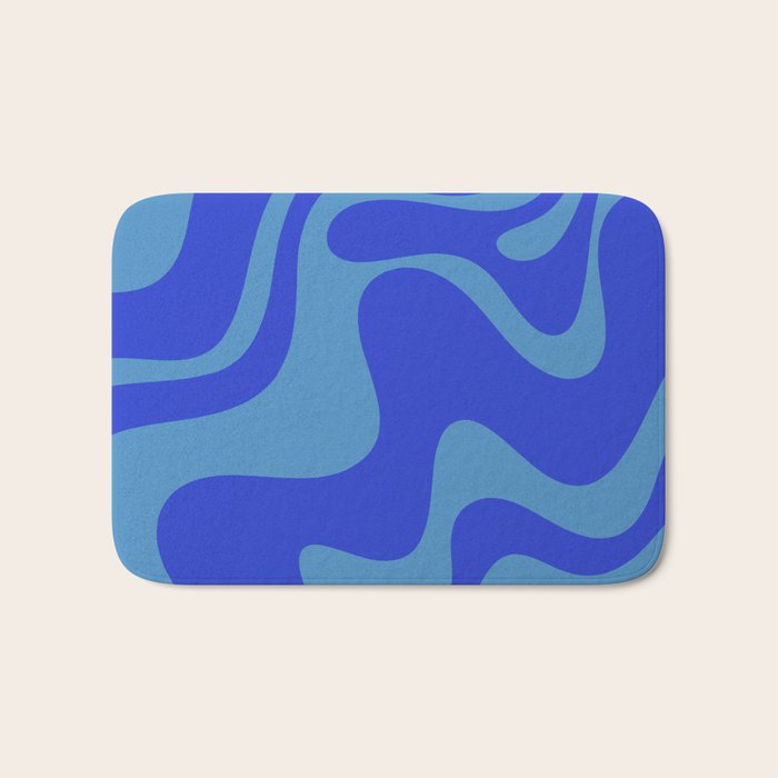 Cobalt Blue Retro Liquid Swirl Contemporary Abstract Pattern 2 Bath Mat Gallery Image 1
