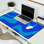 Cobalt Blue Retro Liquid Swirl Contemporary Abstract Pattern 2 Desk Mat Gallery Image 2