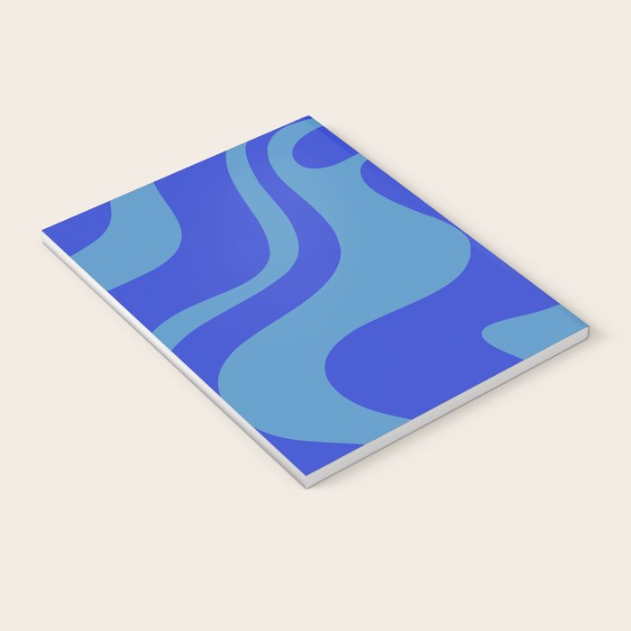 Cobalt Blue Retro Liquid Swirl Contemporary Abstract Pattern 2 Notebook Gallery Image 3