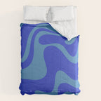 Cobalt Blue Retro Liquid Swirl Contemporary Abstract Pattern 2 Comforter Gallery Image 6