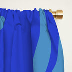 Cobalt Blue Retro Liquid Swirl Contemporary Abstract Pattern 2 Window Curtain Gallery Image 2