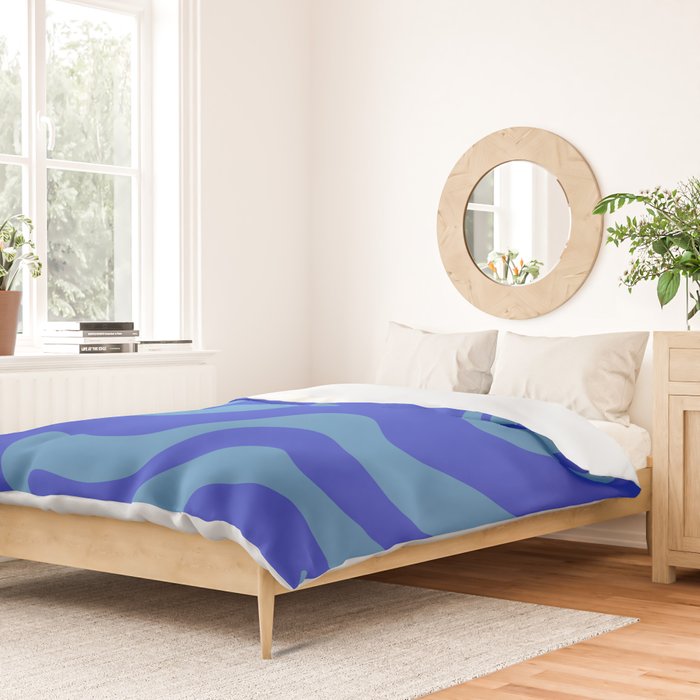 Cobalt Blue Retro Liquid Swirl Contemporary Abstract Pattern 2 Duvet Cover Gallery Image 2