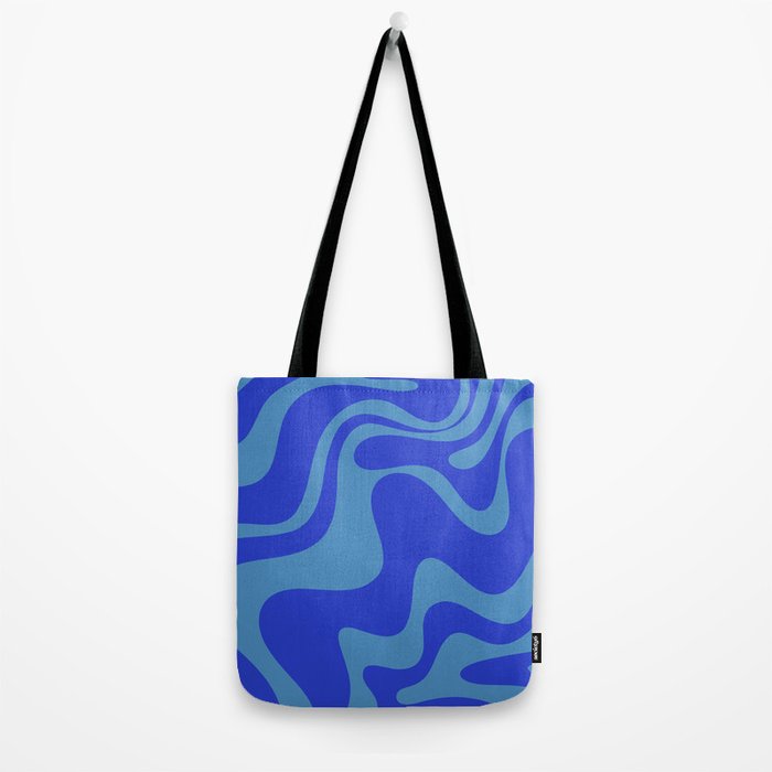 Cobalt Blue Retro Liquid Swirl Contemporary Abstract Pattern 2 Tote Bag Gallery Image 2