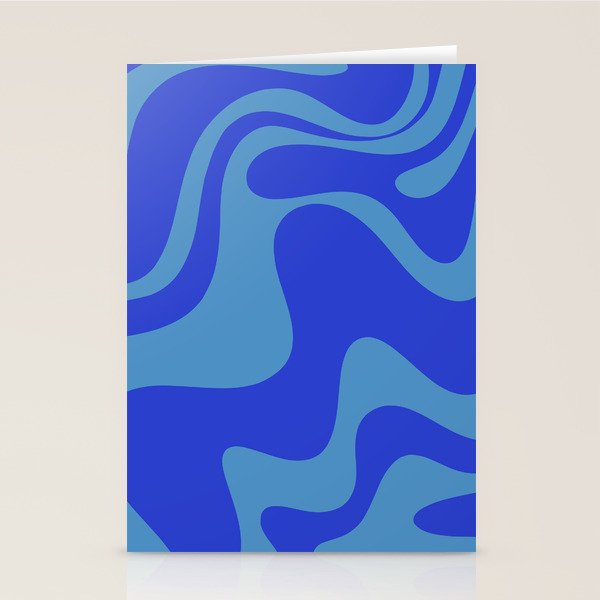 Cobalt Blue Retro Liquid Swirl Contemporary Abstract Pattern 2 Stationery Card Gallery Image 2
