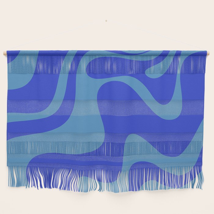 Cobalt Blue Retro Liquid Swirl Contemporary Abstract Pattern 2 Wall Hanging Gallery Image 1