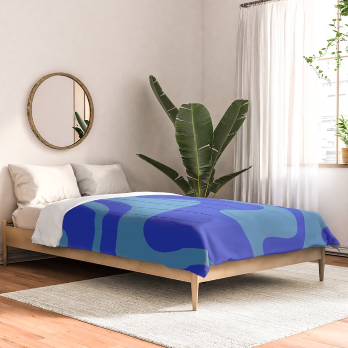 Cobalt Blue Retro Liquid Swirl Contemporary Abstract Pattern 2 Comforter Gallery Image 2