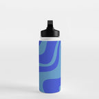 Cobalt Blue Retro Liquid Swirl Contemporary Abstract Pattern 2 Water Bottle Gallery Image 3