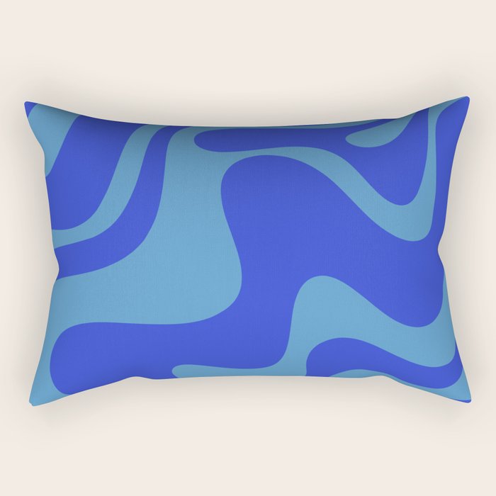 Cobalt Blue Retro Liquid Swirl Contemporary Abstract Pattern 2 Rectangular Pillow Gallery Image 2