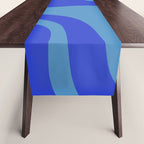 Cobalt Blue Retro Liquid Swirl Contemporary Abstract Pattern 2 Table Runner Gallery Image 1