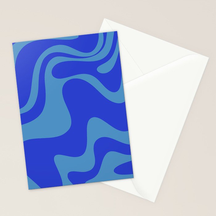 Cobalt Blue Retro Liquid Swirl Contemporary Abstract Pattern 2 Stationery Card Gallery Image 2