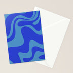 Cobalt Blue Retro Liquid Swirl Contemporary Abstract Pattern 2 Stationery Card Gallery Image 2
