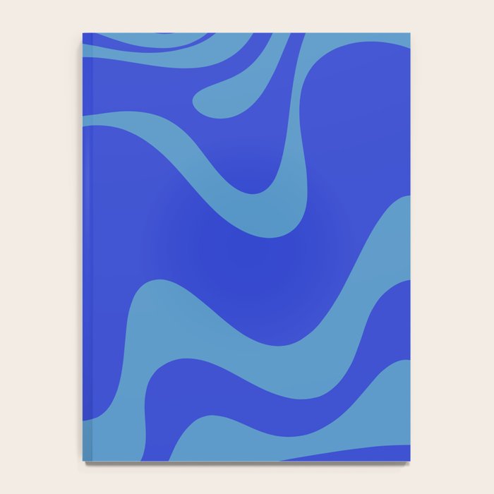 Cobalt Blue Retro Liquid Swirl Contemporary Abstract Pattern 2 Notebook Gallery Image 4