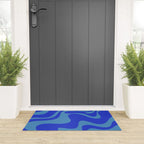 Cobalt Blue Retro Liquid Swirl Contemporary Abstract Pattern 2 Welcome Mat Gallery Image 3