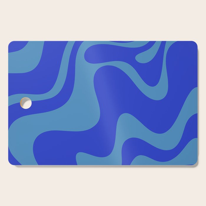 Cobalt Blue Retro Liquid Swirl Contemporary Abstract Pattern 2 Cutting Board Gallery Image 1