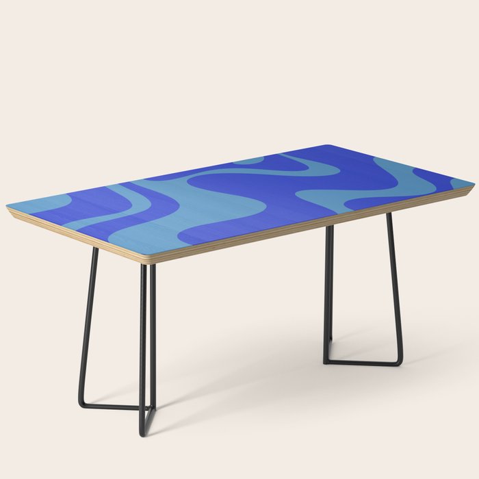 Cobalt Blue Retro Liquid Swirl Contemporary Abstract Pattern 2 Coffee Table Gallery Image 1