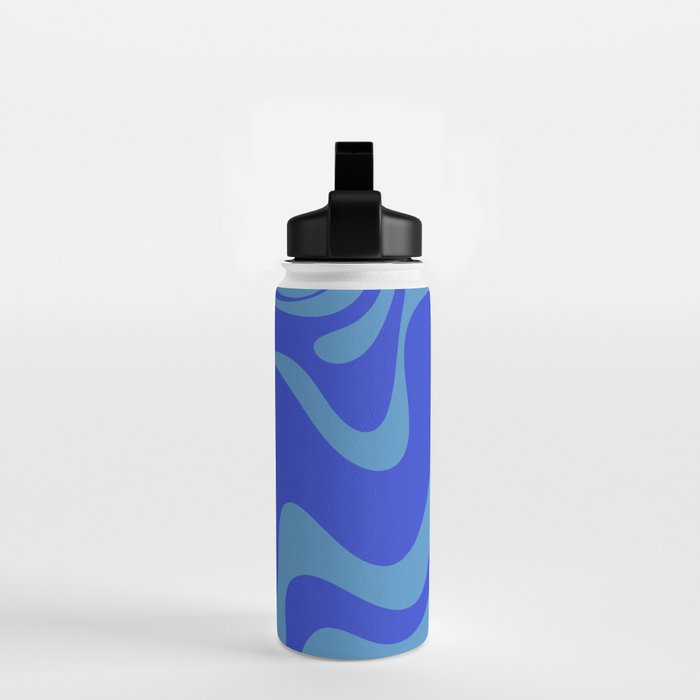 Cobalt Blue Retro Liquid Swirl Contemporary Abstract Pattern 2 Water Bottle Gallery Image 2