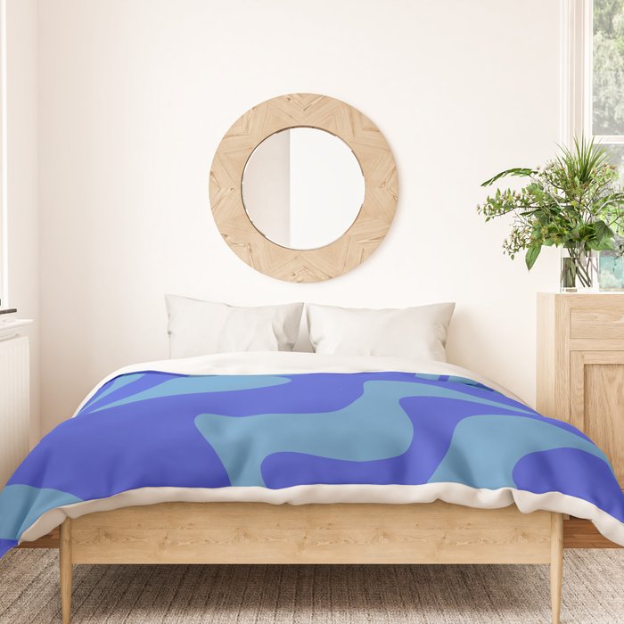 Cobalt Blue Retro Liquid Swirl Contemporary Abstract Pattern 2 Duvet Cover Gallery Image 3