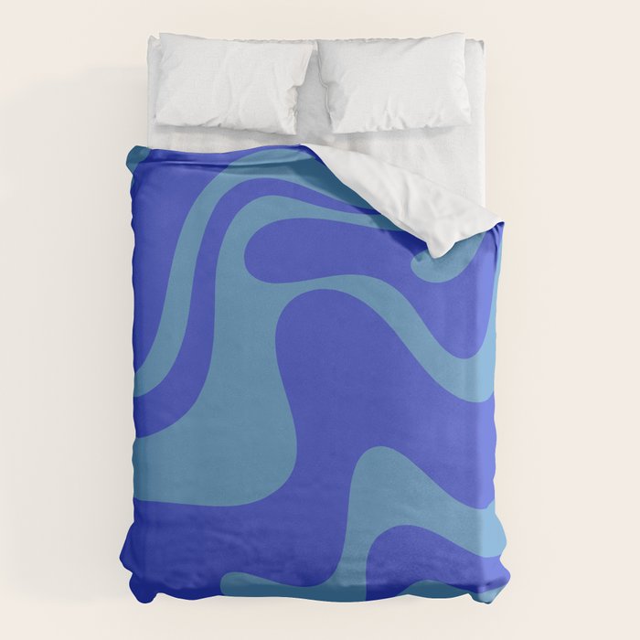 Cobalt Blue Retro Liquid Swirl Contemporary Abstract Pattern 2 Duvet Cover Gallery Image 6