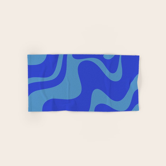 Cobalt Blue Retro Liquid Swirl Contemporary Abstract Pattern 2 Bath Towel Gallery Image 1