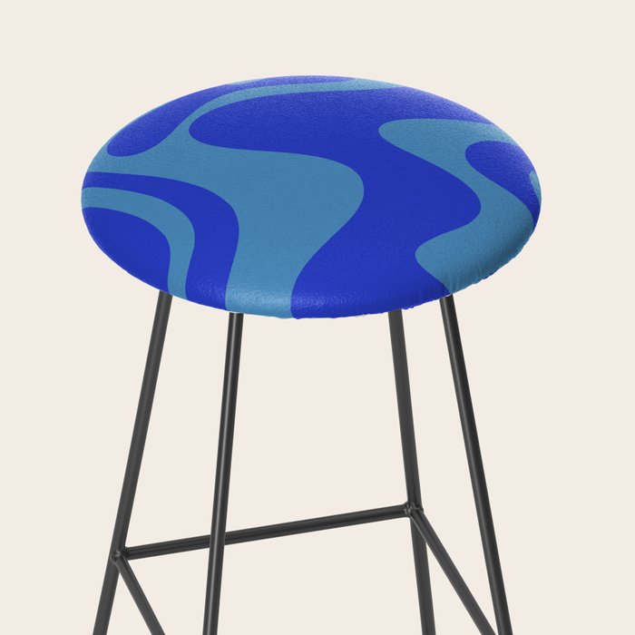 Cobalt Blue Retro Liquid Swirl Contemporary Abstract Pattern 2 Stool Gallery Image 2