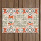 Whimsical Holiday Bows and Florals Pattern  Festive Folk Art Inspired Design Outdoor Rug Gallery Image 1