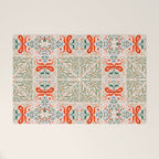 Whimsical Holiday Bows and Florals Pattern  Festive Folk Art Inspired Design Welcome Mat Gallery Image 1