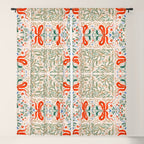 Whimsical Holiday Bows and Florals Pattern  Festive Folk Art Inspired Design Window Curtain Gallery Image 5