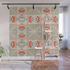 Whimsical Holiday Bows and Florals Pattern  Festive Folk Art Inspired Design Wall Mural Gallery Image 1