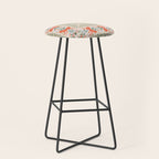 Whimsical Holiday Bows and Florals Pattern  Festive Folk Art Inspired Design Stool Gallery Image 1