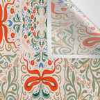 Whimsical Holiday Bows and Florals Pattern  Festive Folk Art Inspired Design Wall Tapestry Gallery Image 3