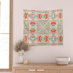 Whimsical Holiday Bows and Florals Pattern  Festive Folk Art Inspired Design Wall Tapestry Gallery Image 2